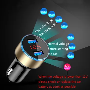 Suhach Dvigubas USB Automobilinis Įkroviklis Adapteris 3.1 Skaitmeninis LED Įtampos/Srovės Ekranas Auto Transporto priemonės, Metalo Įkroviklio Smart Telefonas/Tabletės