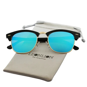 LeonLion Poliarizuota Pusiau Taškus Akiniai nuo saulės Moterims/Vyrams Poliarizuota UV400 Classic Prekės ženklo Dizaineris Retro Oculos De Sol Gafas