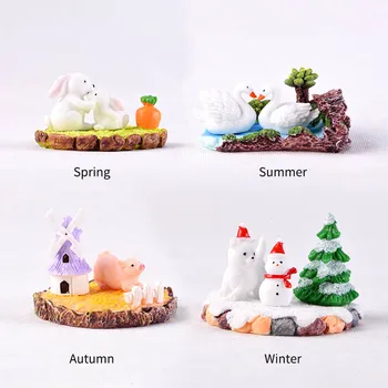 1 Set Miniatiūros Mini Figūrėlės Moss Micro Kraštovaizdžio Iškirpti Animaciją Gyvūnų Stalo Ornamentas Mielas Dervos Amatų Sodo Namų Dekoro
