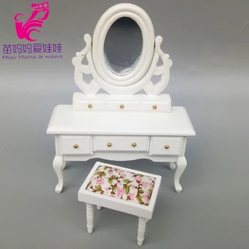 Mini Lėlės Medienos tualetinis staliukas Modelis Lėlės Namas Funiture Pasidaryk pats Apdailos Barbie san nicolas island Lėlės BJD Ob 11 Lėlės Priedai