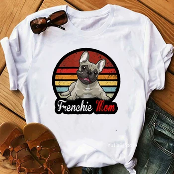 Derliaus prancūzų buldogas, mama spausdinti balti marškinėliai moterims šunų mylėtojas tee marškinėliai femme vasarą viršų moteriška t-shirt camisetas mujer tshirts