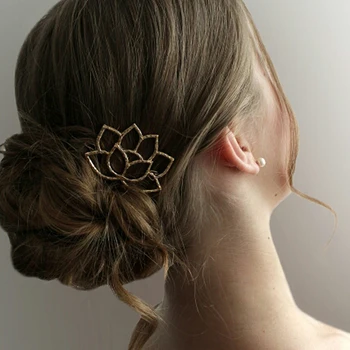 1Pc Moterų Mados Plaukų Accessories Lotus Retro Stiliaus Kietas Plaukų Clips Šukuosena Gėlių Plaukų Aksesuarai
