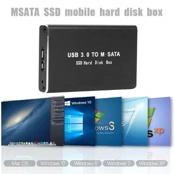 Mini SSD Kietąjį Diską Atveju USB3.0 mSATA Adapteris Kietojo Disko Gaubto Aliuminio Lydinio Išorinį Kietąjį Diską Atveju