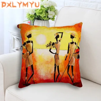 Afrikos stilius pobūdžio abstrakčiai aliejaus tapybai Pagalvėlė Padengti Sofa Mesti Pagalvės užvalkalą Dekoratyvinių Pagalvėlių, Lino už Sofos namų dekoro