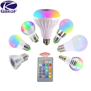 E27 E14 LED Lemputės RGB Lempos 110V, 220V 3W 5W 10W 15W RGBW RGBWW Pritemdomi RGB LED Spot Light Bulb 16 Spalvų, su ir SPINDULIŲ Nuotolinio Valdymo