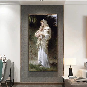 Abstrakti Jėzaus Ir Mergelės Marijos Kūdikis Portretas, Drobė, Tapyba, Plakatų ir grafikos Skandinavijos Sienos Meno Nuotrauka už Kambarį