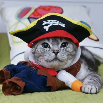 Funny Cat Drabužius Piratų Kostiumą Drabužių Katės Kostiumas Drabužių Corsair Helovinas Drabužius Padažu Katė Šalies Kostiumas Kostiumas