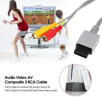 1.8 metrų Auksą, Sidabrą, Audio Video AV Composite 3 RCA Kabelis Nintend Wii