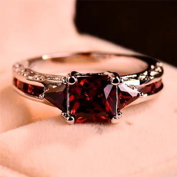 Prabanga Vyras Moteris Raudonosios Aikštės Akmens Žiedas Mielas Sidabro Spalvos Patinka Vestuvinis Žiedas Senovinių Vestuvinių Žiedų Moterims