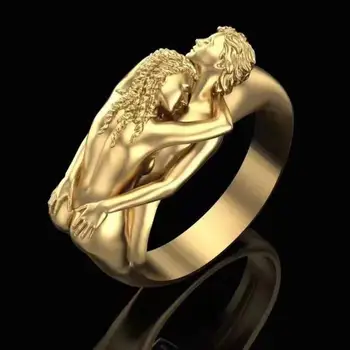Derliaus Lady Aukso Žiedas Adomas Su Ieva Bučiavosi Vestuviniai Žiedai, Vestuvių Priedai Ir Valentino Papuošalai Dovanos Moterims