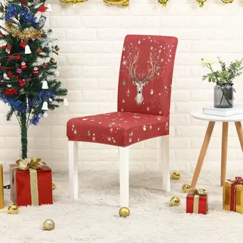 Kėdė Padengti Kalėdų dekoracijas 1/2/4/6PCS Gėlių Spausdinti Geometrinis Virtuvės Kėdės Apima Spandex Elastinga Ruožas