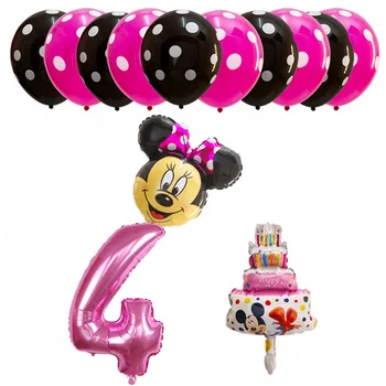 13pcs Gimtadienio Dekoracijas Balionas Mickey Minnie Mouse Folija Ballon Baby Shower Skaičius Balionai Vaikams Žaislas Globos Prekes