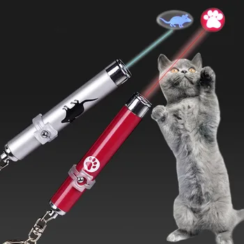 Kūrybos Juokingi Pet LED Lazeris Žaislas Katė Lazerio Žaislas Katėms Lazerio Katė Žymiklį Pen Interaktyvus Žaislas Ryškus Animacijos Pelės Šešėlis