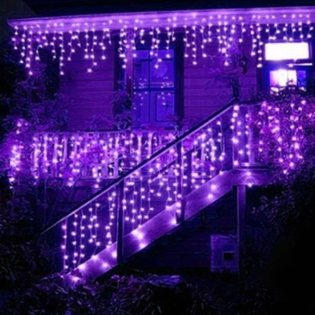 5M Kalėdinė Girlianda LED Užuolaidų Varveklis String Žibintai Ašaros 0.4-0.6 m AC 220V Sodo Gatvė Lauko Dekoratyviniai Atostogų Šviesos