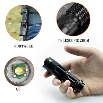 Lašas Siuntėjas Skatinimo Rinkinį! LED Žibintuvėlis T6 Taktinis Flash Light + Q5 Mini Žibintuvėlis Lanterna Zoomable Vandeniui Žibintuvėlis Dviratį
