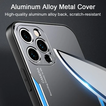 Prabangus Matinis Aliuminio Metalo Case For iPhone 12 11 Pro Max Mini X XS XR 7 8 SE 2020 atsparus smūgiams Kameros Apsaugos Galinį Dangtelį Coque