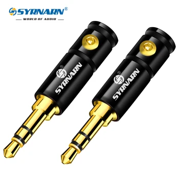 SYRNARN 3PCS jack 3.5 mm audio kištukas 3 polių paauksuoti 3.5 ausinių jungtis aliuminio karkaso ir varžtas užraktas su fiksuota kabelis