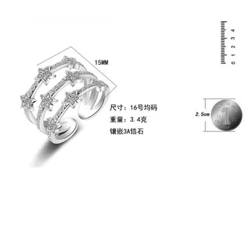 ANENJERY 925 Sterlingas Sidabro Karšto Mados Multi-Layer CZ Cirkonis Žiedai Moterims anillos keičiamo dydžio Žiedai Bague S-R176