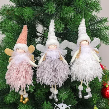 Kalėdų Pliušinis Angelas Mergaitė, Berniukas Lėlės Kalėdų Eglutės Ornamentu Gimdymo Noel Deco Kalėdų Dekoracijas Namuose Naujųjų Metų 2021 Vaikų Dovanų