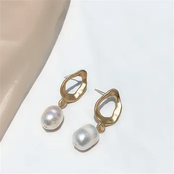 Ms geometrinis auskarai naujų natūralių gėlavandenių perlų auskarai Sutartis auskarai mergina gražus subtilus dovana didmeninė auskarai