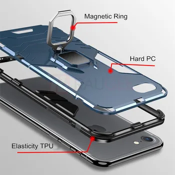 Šarvai Atveju iPhone, SE 2 Atveju Magnetinio Automobilinis Telefono Laikiklis Galinio Dangtelio TPU+PC Bamperis Atveju iPhone, SE 2020 SE2 Padengti