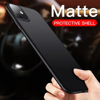 Paprastumas Juoda Silicio Minkštas Telefono dėklas Skirtas iPhone 12 11 Pro 12 mini X Xr Xs Max 5 5S SE 2020 6 6S 7 8 Plus Matte Padengti