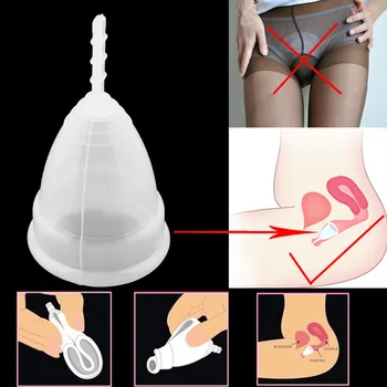Daugkartinio Naudojimo Minkštas Puodelio Medicininės Kokybės Silikono Menstruacinis Puodelis Didelis/Mažas Dydis 3 Spalvų Moterys Moteriškos Higienos, Sveikatos Priežiūros Prekių Įrankis