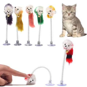 Spalvinga Atsitiktinės Spalvos Plastiko Kačių Žaislai Plunksnų Funny Cat Pelės Forma 20 x 10cm False Pelės Pet products Apačioje Gyvis Elastinga