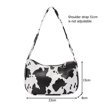 Mados Išskirtinį Pirkinių Krepšys Nešiojamų Moterų Oda Pečių Maišą Karvė Dot Spausdinti PU Rankinės Lady Pažasties Pirkinių Piniginės