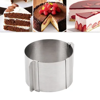 Nerūdijančio Plieno Sidabro Ištraukiama Apvalios Formos Pyragas Cutter Tortas Putų Grietinėlę Žiedas Kepimo Formą Apskritimo Formos Bakeware Virtuvės Įrankiai