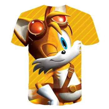 2020 m Cute Merginos Sonic the hedgehog 3D Animaciją Rausvos spalvos Marškinėliai Vaikams Drabužių Vasaros trumpomis Rankovėmis Atspausdintas t-marškinėliai Berniukams, Vaikų Viršūnės