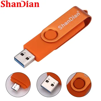 SHANDIAN naujas realias galimybes flash OTG didelės Spartos ratai 64GB 32GB 16GB 4GB USB2.0 išorės saugojimo dvigubai Taikymo Mados dovana