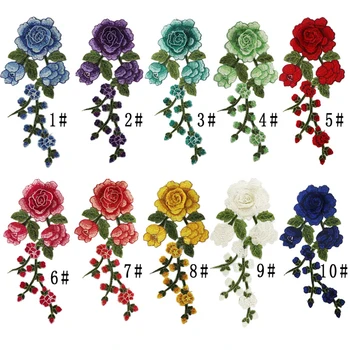 1pc Siuvimo Pleistrai Rožių Gėlių Siuvinėtos audiniu lipdukai Audinio Lopai Aplikacijos Prekių Kinų Stiliaus Pleistrai Amatų 