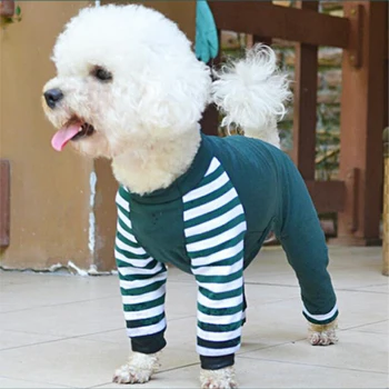 Dryžuotas šunelis Pižama Keturių Pėdų Jumpsuit Dėl Smulkaus ir Vidutinio Šunys Sleepwear Drabužius Šuniuką Čihuahua Pjs XS S M L XL Naminių Reikmenys
