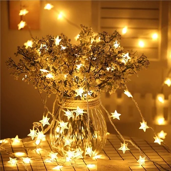 1,5 M 10 LED Star String Žibintai LED Pasakų Žibintai Kalėdų, Vestuvių dekoravimas Žibintai su baterijomis girliandą žibintai