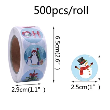 500pcs/roll Linksmų Kalėdų Lipdukai plombos etiketėms 1 colio dovanų Maišelis/dėžė Pakuotės, Lipdukai Xms Šalies pasiūlyti kanceliarinės prekės lipdukas