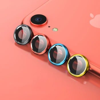 Galinio vaizdo Kameros Objektyvas Screen Protector, iPhone XR 6D Grūdinto Stiklo Plėvelė + Metalinis Galinis Objektyvo Apsaugos Žiedas Padengti Priedai