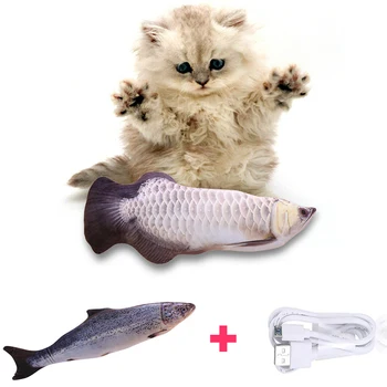 Juda Žuvų Elektros Žaislas Katė USB Įkroviklis Interaktyvi Katė Kramtyti Bite Žaislai, Katžolių Prekių Kačiukas Žuvų Šnipštas Katė Pinti Žaislas