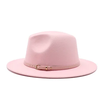 56-60cm White/BlackWide Kraštų Fedora Kepurės Moterims, Vyrams, Dirbtinė Vilna Skrybėlės su Metalo Grandinės Dekoro Panama Džiazo Chapeau skrybėlę