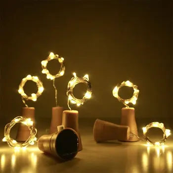 10leds 20leds Saulės energija Varomas Vyno Butelis Žiburiai Kalėdų Kamštienos Pasakų Šviesos diodų (LED) Varinės vielos, Lauko Kalėdinė Girlianda 