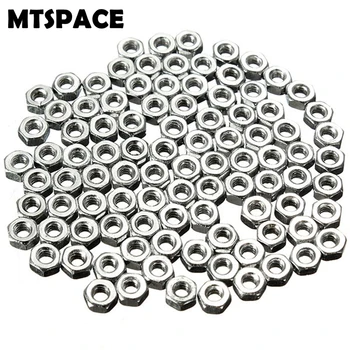 MTSPACE 100vnt/Set Standartinis Varžtas Veržlė M2 Dia 2mm Hex Varžtu, Veržle, Riešutai, Geros Kokybės, Cinkuoto plieno, Anglinio Plieno, 2mm