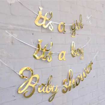 Aukso Baby Shower Reklama Its a Boy Girl Starta Girliandą Baby Shower Gimtadienio Apdailos Mėlyna Rožinė Lyčių Atskleisti Šalies Prekių
