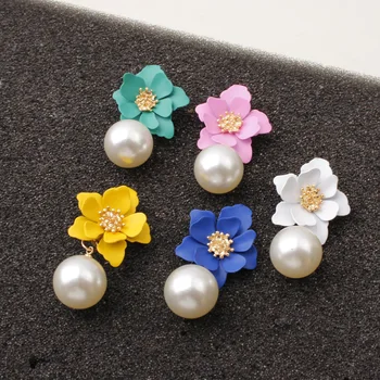 Korėjos Mielas Gėlių Auskarai bižuterijos Tabaluoti Auskarai Moterims Vestuves Bohemijos Perlo Auskaru Boucles D Oreille Femme