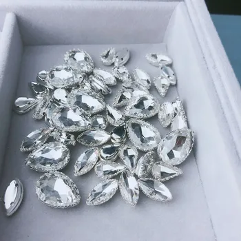 Vestuvių dekoravimas sidabro aukso vandens lašelius akmuo, stiklo karoliukai,50pcs/aikštelė,aukštos kokybės 10mm kristalų, cirkonio, 