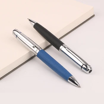 Prabangus Tušinukas Metalas+Oda Blue/Black PU Odos Penholder Roller Pen 0,7 mm Verslo Rašyti mokyklinės prekės, Raštinė