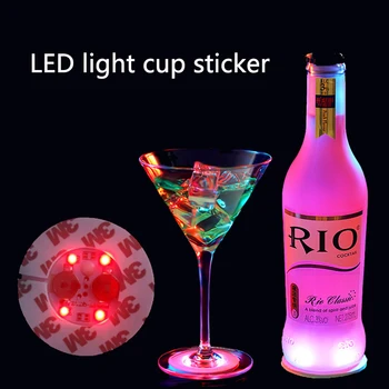 Spalvinga flash vyno butelis etiketes LED šviesos taurės lipdukai 4 šviesos spalvotu LED padėkliukai baras atostogų apdailos LED šviesos naktį
