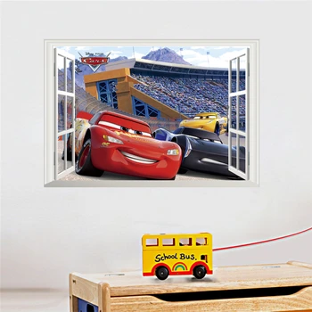 3d efektas disney automobilių žaibas mcqueen sienų lipdukai vaikams kambariai namų dekoro animacinių filmų sienos lipdukai pvc jam prilygintą išsilavinimą meno 