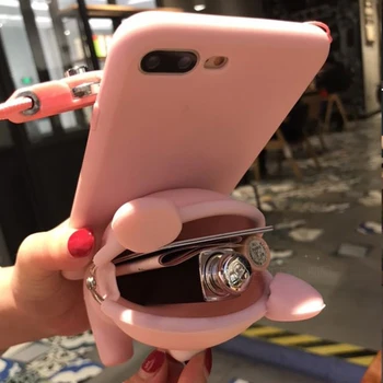 Mados Mielas 3D lokys saugojimo piniginės puikus soft case for iphone 6 s 7 8 plus X dangtelis skirtas samsung galaxy S6 S7 krašto S8 S9 note8