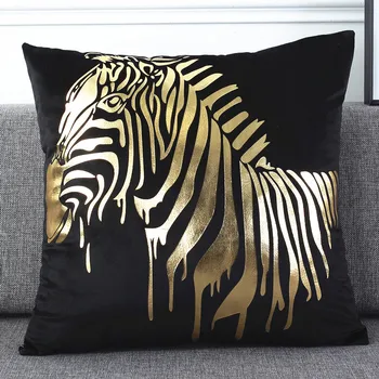 Įdegio Aksomo Pagalvėlės Dangtis Prabanga Europos Pagalvę Padengti Zebra Užvalkalas Geometrijos Namų Dekoro Sofa-Lova, Kėdė, Mesti Pagalvės