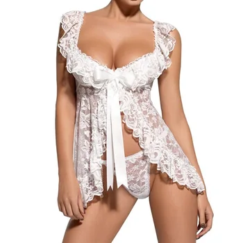 Naujausias Atvykimo Plius Dydis Moterų Ponios Sexy naktiniai drabužiai Nėrinių Suknelė moteriškas apatinis Trikotažas, Apatiniai G-string Sleepwear